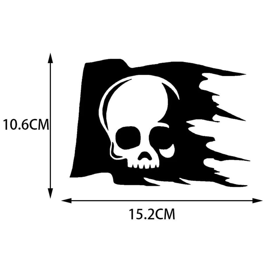 BlackSilverLaser 15.210.6CM Unique Creative Skull Flag Car Stickers Covering The Body Reflective Vinyl Decals  (4)