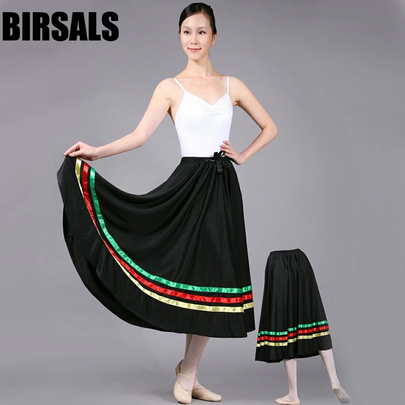 Adult Character Skirt black Long Character Dance Skirt Girls Black Colorful Ballet Long dress for Children