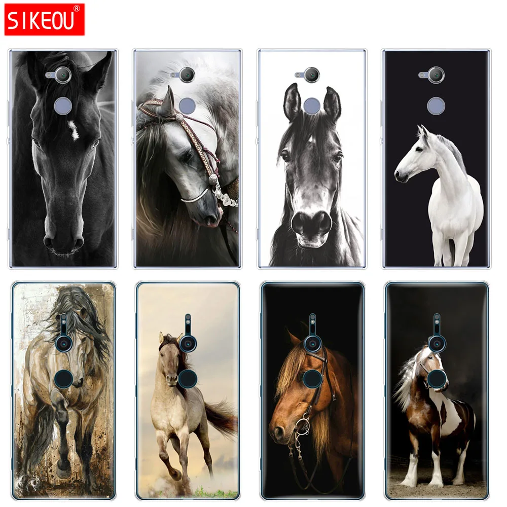 

silicone Cover phone Case for sony xperia XA1 XA2 ULTRA PLUS L1 L2 XZ1 XZ2 compact XZ PREMIUM Fine horse art