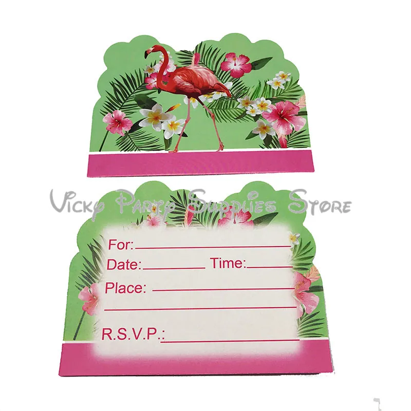 

10pcs/lot Pink Flamingo Theme Party Invitation Card Kids Birthday Baby Shower PartyInvitation Card Party Supplies