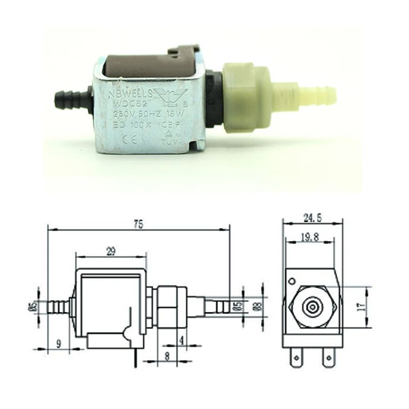 15W AC 230 V-240 V 50Hz Плунжерные газовые водяные электромагнитные насосы электромагнитный насос для паровой швабры/пароочистителя и т. Д