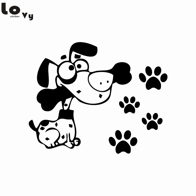 196 40 De Réductiondrôle Chien Avec Os Pattes Sticker Mural Mignon Dessin Animé Chiot Vinyle Sticker Mural Pour Enfants Chambres Décor à La