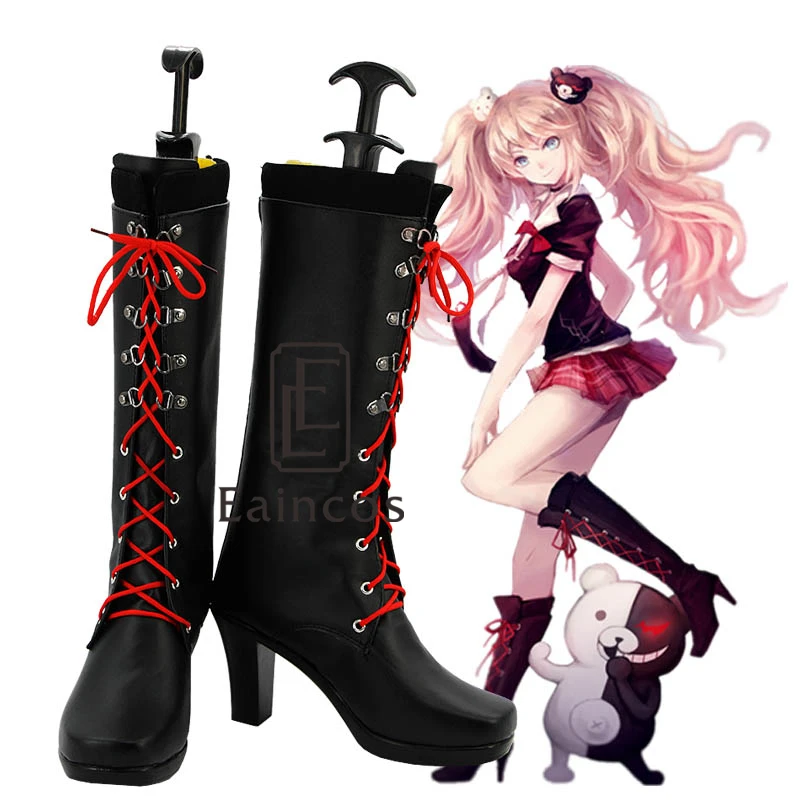 

Anime Danganronpa Enoshima Junko Cosplay Halloween Party Shoes Black Boots Custom Made