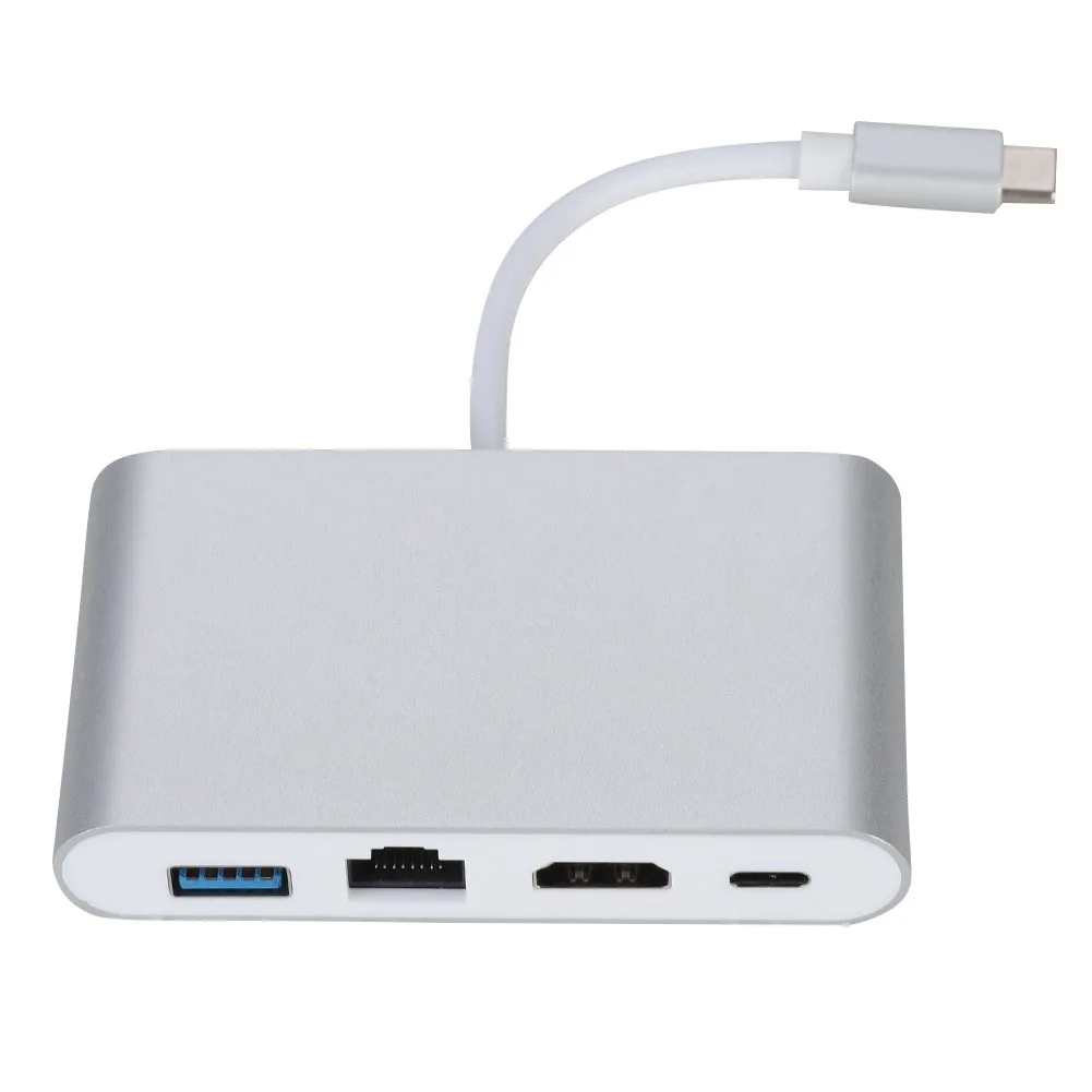 OMESHIN быстро Интерфейс между USB 3.1C концентратор и мультимедийный интерфейс высокой четкости с разрешением 4 K+ RJ45 Gigabit Ethernet+ USB 3,0 HDMI USB-C адаптер 4