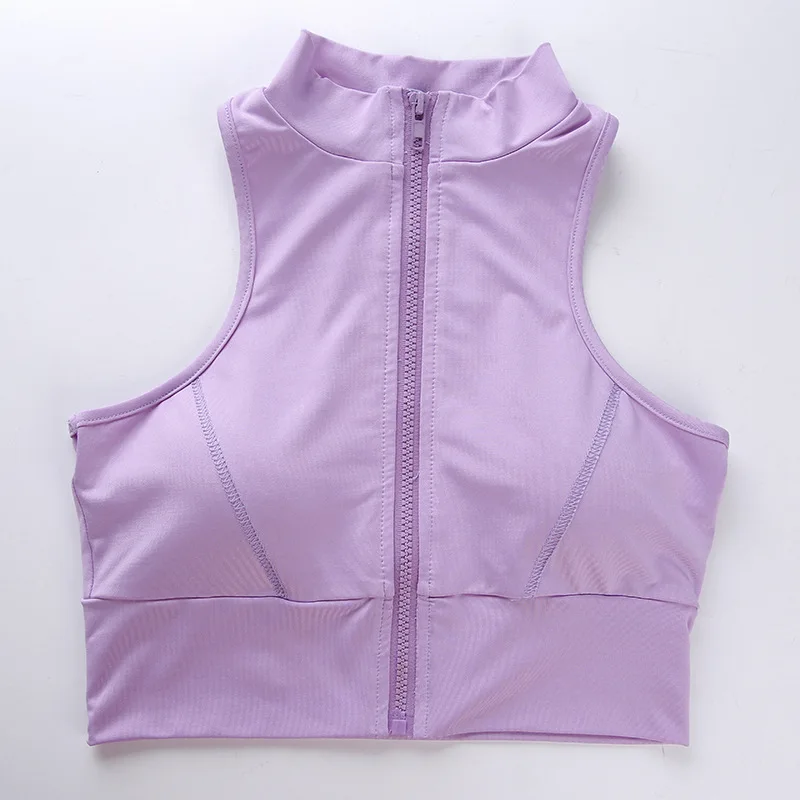 Спортивный костюм BOOFEENAA, сексуальный облегающий комплект из двух предметов, женская одежда, фиолетовые, розовые спортивные костюмы на молнии без рукавов, укороченный топ и штаны C67AE1