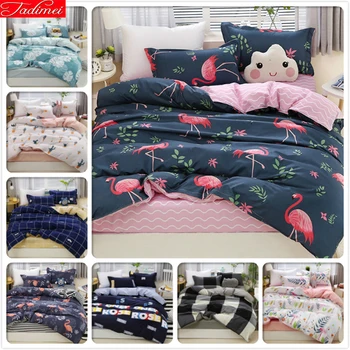 

Flamingo Pattern AB Side Duvet Cover 3/4 pcs Bedding Set Adult Kids Child Soft Bed Linens Single Queen King Size 180x220 200x230