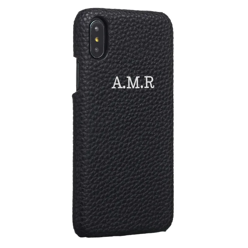 

Personalisation Custom Pebble Grain Leather Luxury Gold Silver Initial Name For iPhone X XR XS Max 6S 7 7Plus 8 8Plus Phone Case