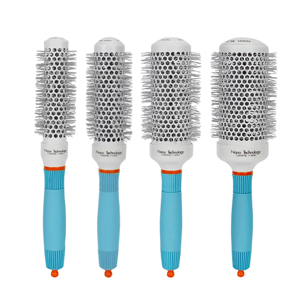 2019 Professional Round Blue Hair Brush Ceramic Ion Hairbrush Comb Fashion Salon Styling Tools | Красота и здоровье
