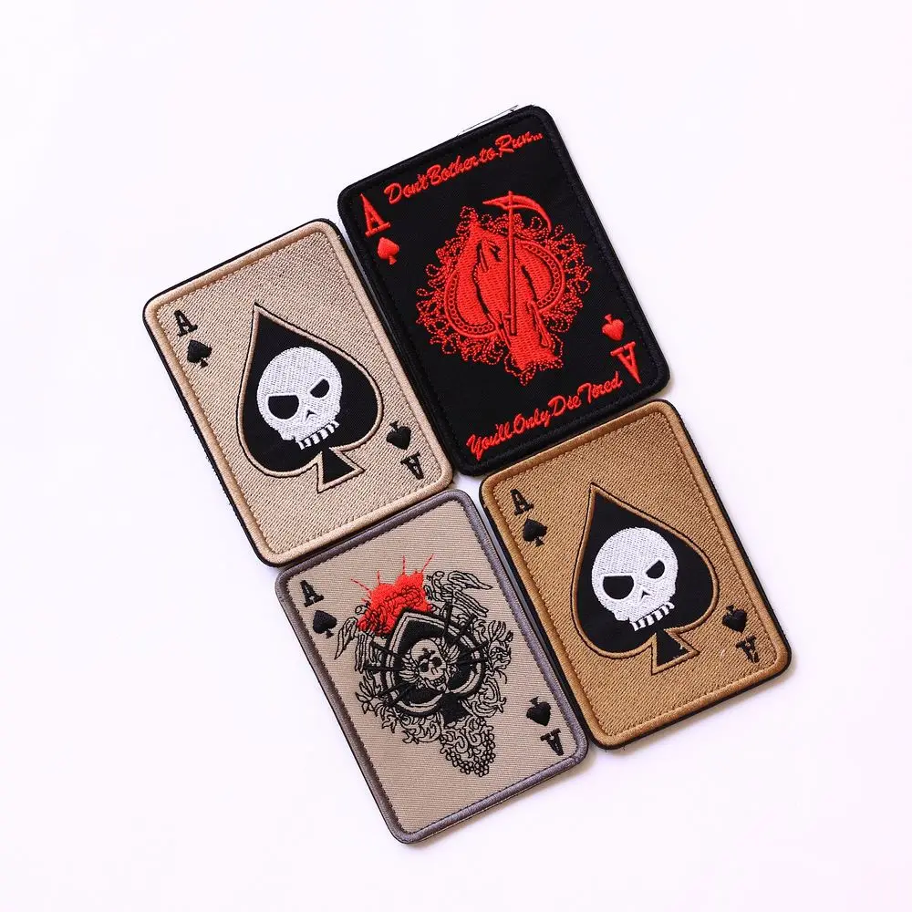 

TSNK Military Enthusiasts Embroidery Patch Army Tactical Boost Morale Badge"Death Card Rectangular " Armlet