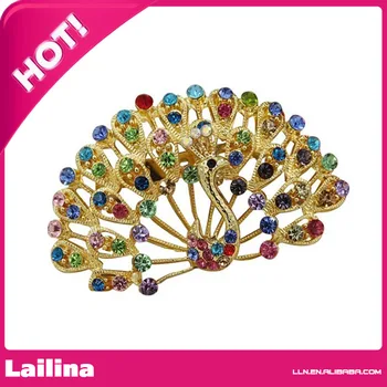 

Jewelry Mix Color Crystal Art Peacock Girl Women Opening Peacock Pin Brooches