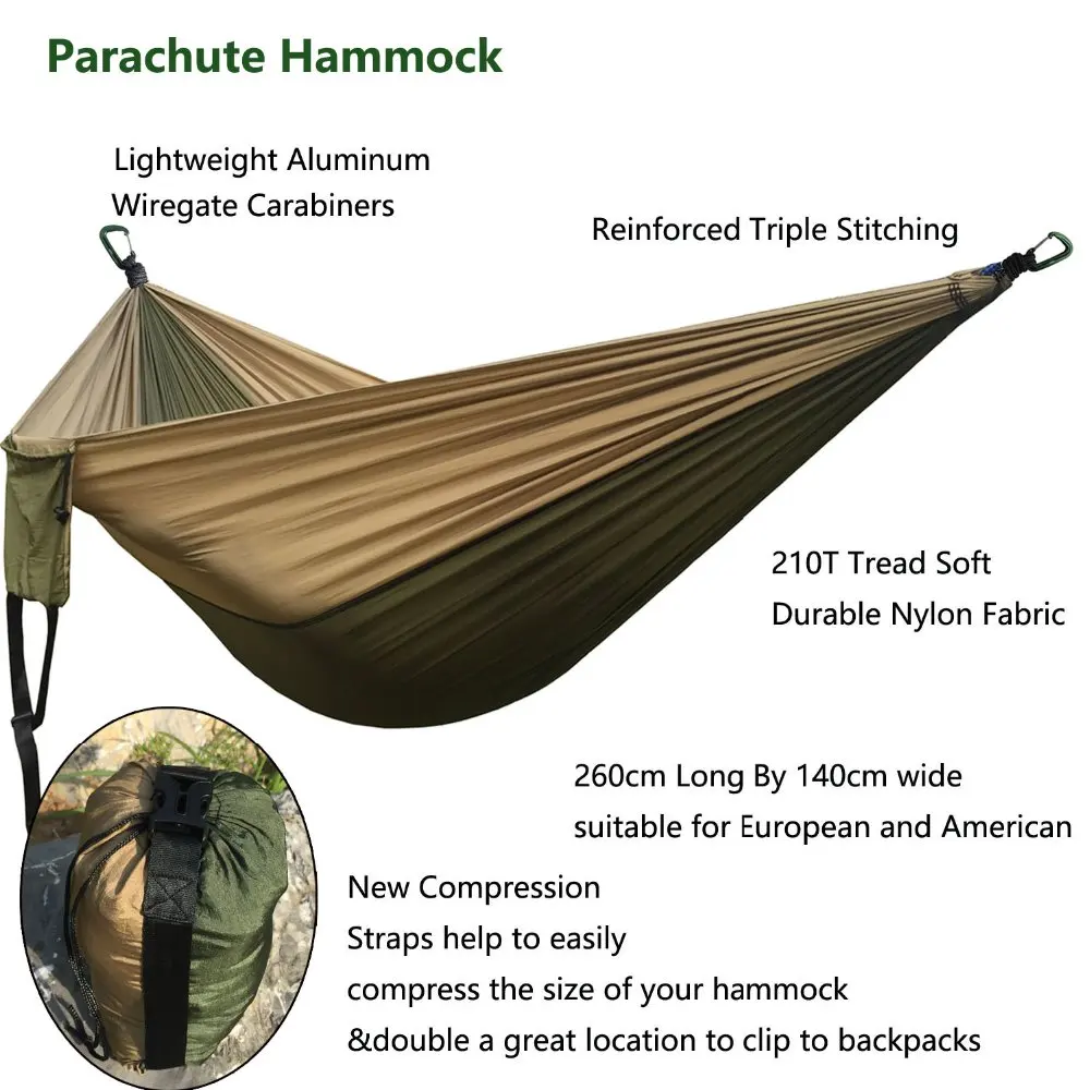 Parachute Nylon Camping Hammock Outdoor Camping Hammocks Double Person Portable Swing Hammock