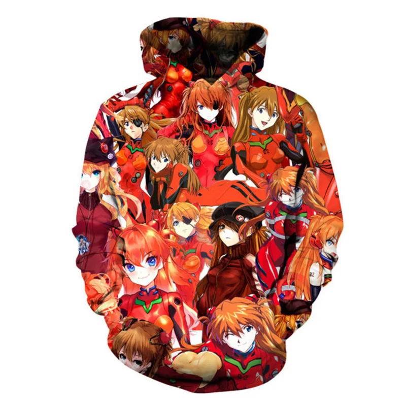 SOSHIRL крутая Аниме Толстовка Asuka Langley Soryu свитшот с принтом унисекс женский/мужской