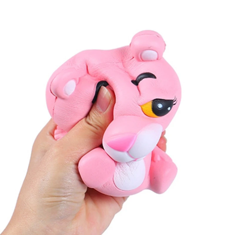 Very best Jumbo Kawaii Pink Leopard Squishy Cartoon Doll Squeeze Toy Slow Rising Bread Scented Stress Relief