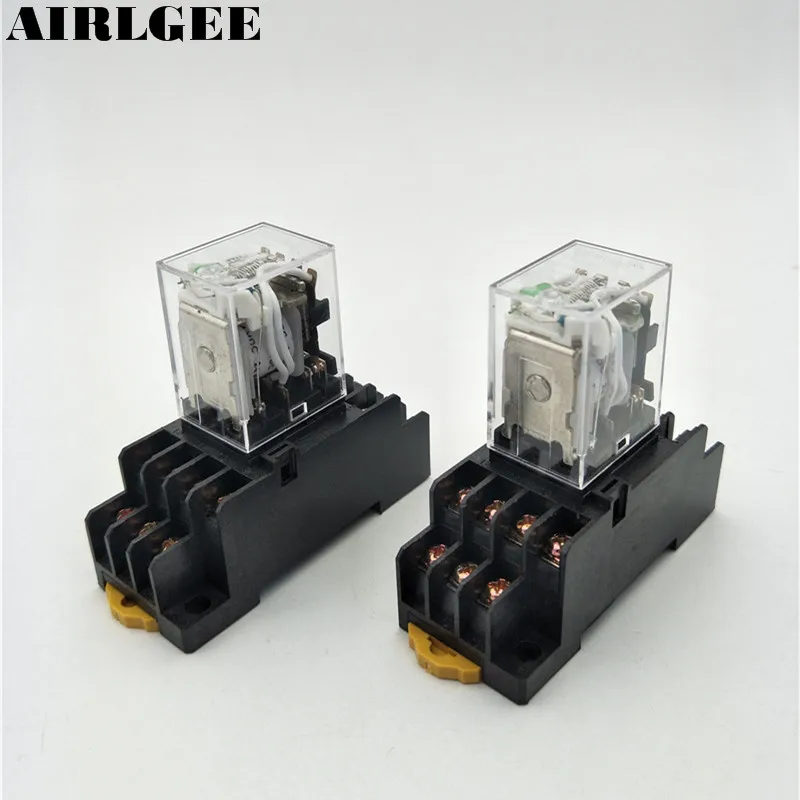 2 комплекта HH54PL 24VDC 4PDT 14Pin зеленый светодиодный индикатор DIN крепление мини