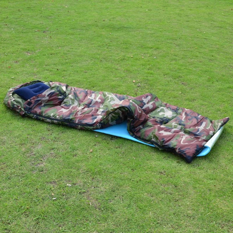 

Adult Cotton Camping Sleeping Bag 15~5degree Envelope Style Camouflage Warm Waterproof Travel Hooded Sleeping Bags