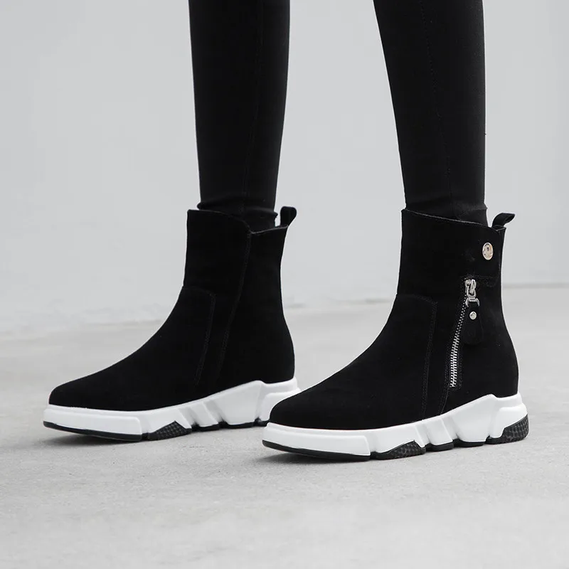 Ceny MORAZORA 2019 new arrival zimowe buty zamszowe botki dla kobiet okrągłe toe najwyższej jakości ciepłe wełniane śniegowce kobiet