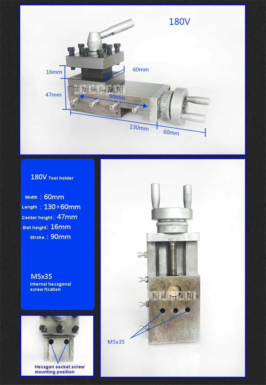 WM180V квадратный держатель инструмента Высокое качество металлический токарный инструмент держатель сборочный станок маленькая каретка держатель ножа 90 мм ход горячая распродажа