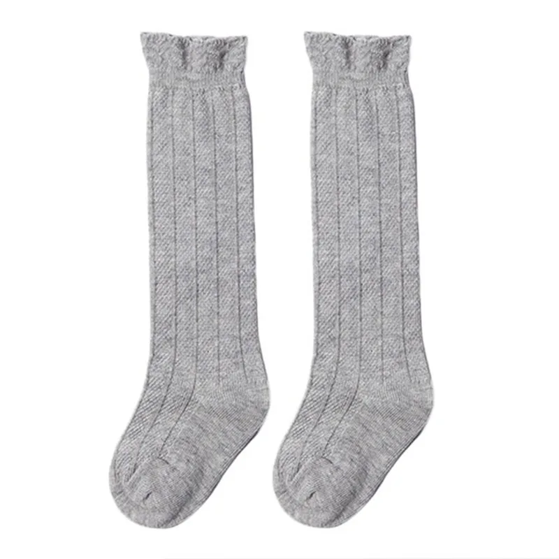 Летние носки для девочек; тонкие сетчатые носки; Детские хлопковые смешанные гольфы для девочек; Вязаные кружевные носки для девочек; Meias - Цвет: gray
