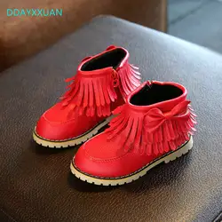 Девичьи зимние сапоги 2018 г. Новая модная удобная теплая Kids boots Fringe плотные детские зимние милые мальчики Ботинки для принцессы