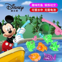 Disney Микки рыболовные игрушки Магнитные Детские Мальчики Девочки квадратные детские водные игрушки набор рыболовная игра Рыба игрушки для детей