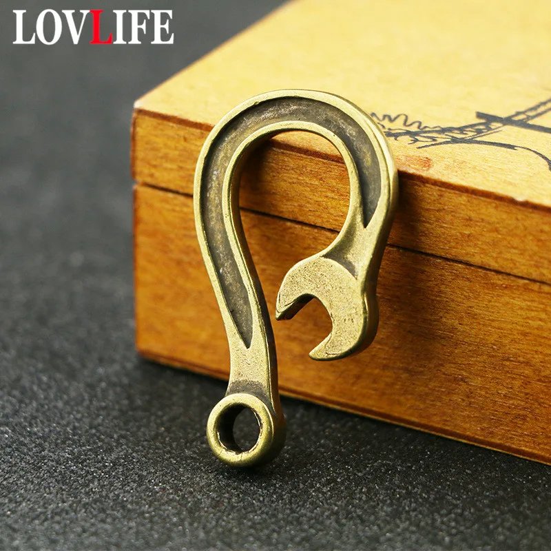 

Copper Charms U-shaped Bending Wrench Hook Keychains Pendants Creative Spanner Necklaces Hanging Ornaments Keyring Accessories