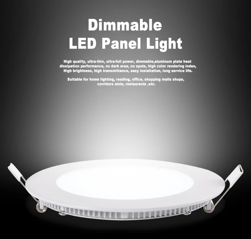 Dimmable реальный полный Ватт светодиодный панельный светильник потолочный светильник светодиодный светильник с диммером 3 Вт/4 Вт/6 Вт/9 Вт/12 Вт/15 Вт/18 Вт/24 Вт теплый/холодный белый