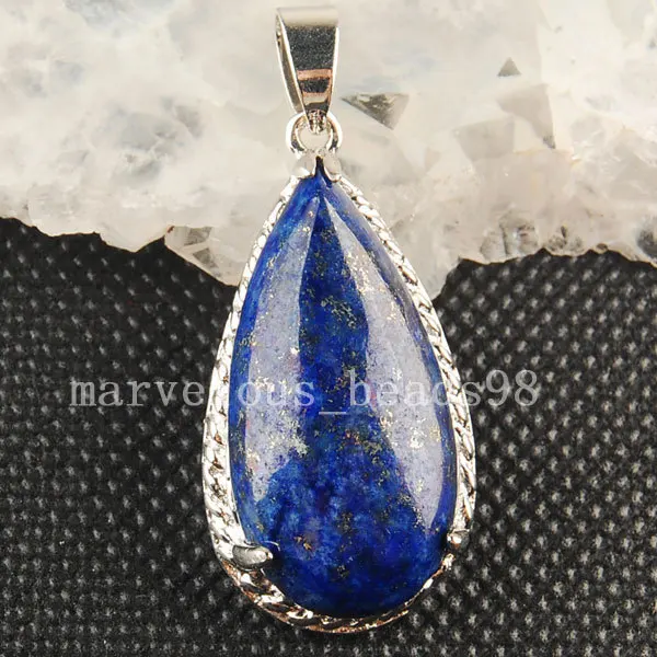 

Free shipping Fashion Jewelry 32x42mm Natural Lapis Lazuli Water Drop Pendant Bead MC3210