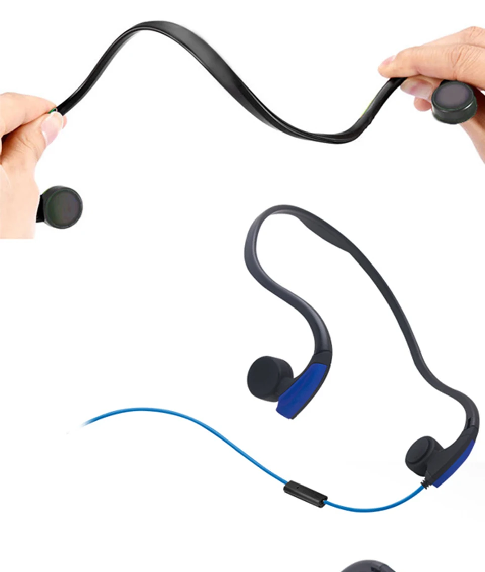 Bone Conduction Transmit Headsets Wired Earphone Outdoor Sports Smart Headphones Neckband with Mic for Iphone xiaomi Samsung