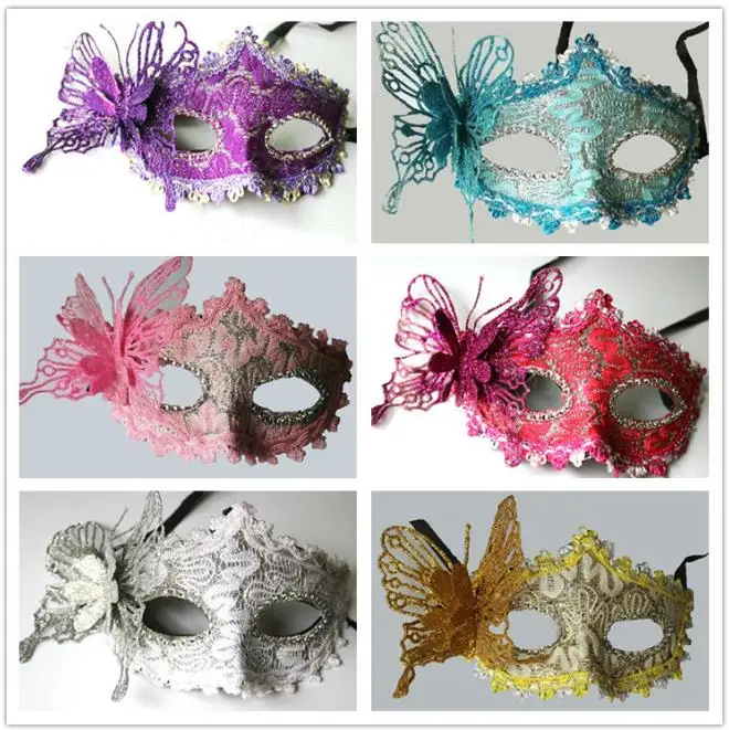 

100 pieces of Halloween masquerade face mask three-dimensional powder butterfly mask 9 Free Shipping