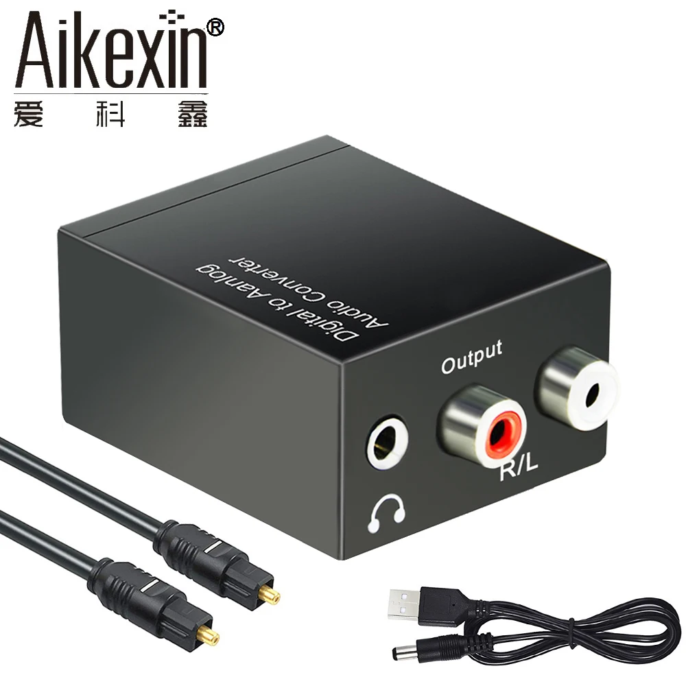 Dual Chip Coaxial /óptico digital a anal/ógico RCA convertidor de audio con cable coaxial USB Convertidor digital a anal/ógico