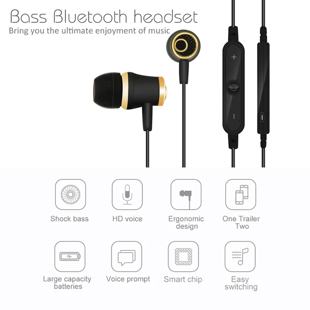 MoreBlue M64 Sport Bluetooth Earphones Wireless Headphones Running Headset Stereo Super Bass Earbuds Sweatproof With Mic 2