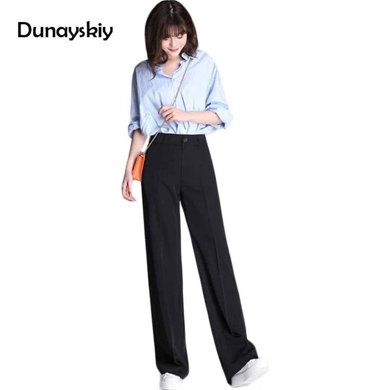 Summer New Office Lady Loose Trousers Plus Size S 4XL Wide leg pants