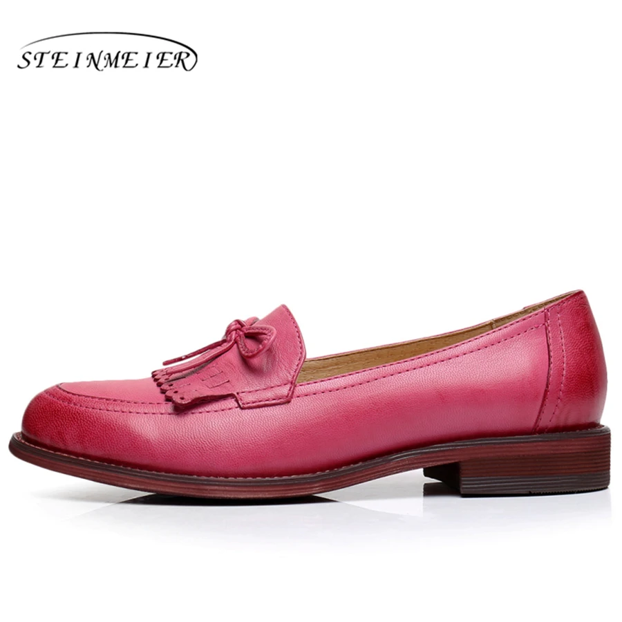 Женские туфли оксфорды из натуральной кожи на плоской подошве|shoes woman retro|flat shoesflat