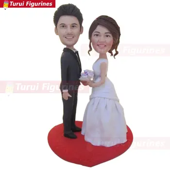 

Custom Personalized Wedding Cake Topper Bobble Head Clay Figurine Based on Customers' Photos Birthday Cake Topper Wedding Gifts