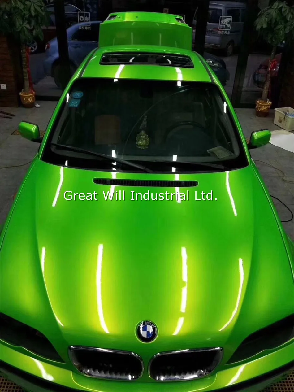 

Gloss Magic Color Apple Green Vinyl Wrap Film With Air Bubble Free Magic Glossy Car Wrap Cover Styling Size 1.52*20M/Roll