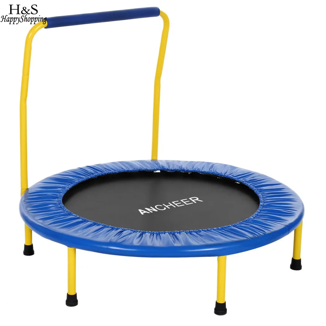 

ANCHEEER new Trampoline Set Children Kids Portable Foldable Durable Construction Safe Trampoline with Padded Frame Cover Handle