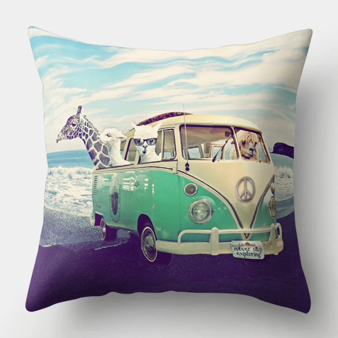 New Cute Animal Cushion Cover Deer Elephant Lion Giraffe Pillow Cover Cartoon Pillow Case for Sofa Car Hotel Home Decoration