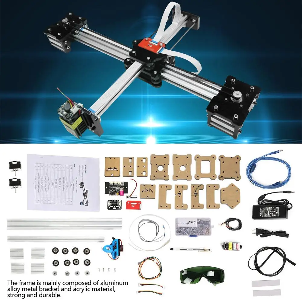 Высокое качество 2 оси DIY CNC координатный плоттер ручка чертежная машина Робот с 0,5 Вт лазер 100-240VAC
