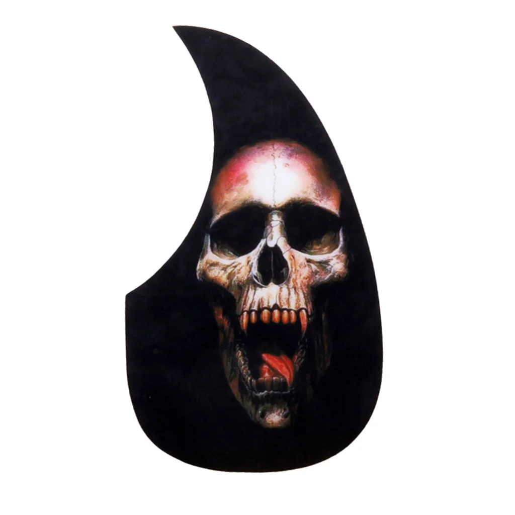 PVC Adhesive Pickguard Scratch Plate for Guitar -PVC Material Black with Skull Pattern Protect Guitar from Scratching