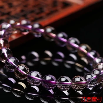 

Brazil purple Topaz Bracelet lap Natural Amethyst Topaz barrel bead bracelets for birthday gift Guardian