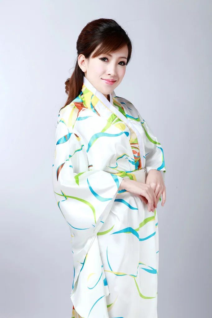 Шелк Новое поступление японские кимоно платье Винтаж кимоно Оби Производительность платье для танцев Косплэй костюм женский юката 17