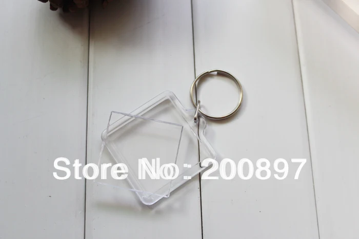 

Hot promotion DIY acrylic blank photo keychain square shape side 3.3cm key chain 100pcs/lot