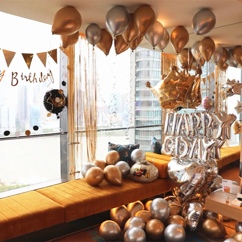 

12inch 20 Pcs/lots Metal Ballon Gold Silver Latex Balloon Wedding Party Decoration Balloon Pearlescent Metallic Balloons Helium