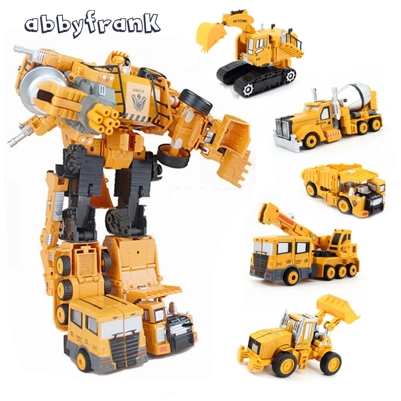 

Abbyfrank 5 In 1 Super Transformation Robot Car Metal Alloy Deformation Robot Engineering Construction Vehicle Truck Excavator