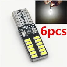 6x T10 canbus led 24led 3014smd t10 Led Canbus автомобилей светодиодные лампы светильник w5w led 194 t10 24smd canbus Светодиодная Лампочка без Obc Error белый 12V