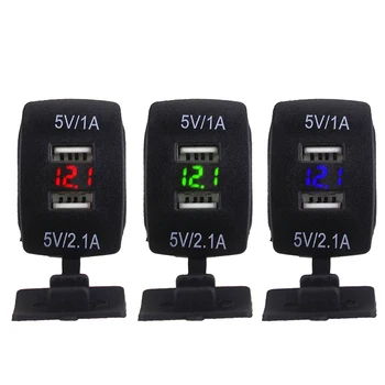 

12-24V Universal 3.1A 5V Output Dual USB Charger Power Socket Blue LED Outlet Power Cigarette Light for Car Motorcycle Charging