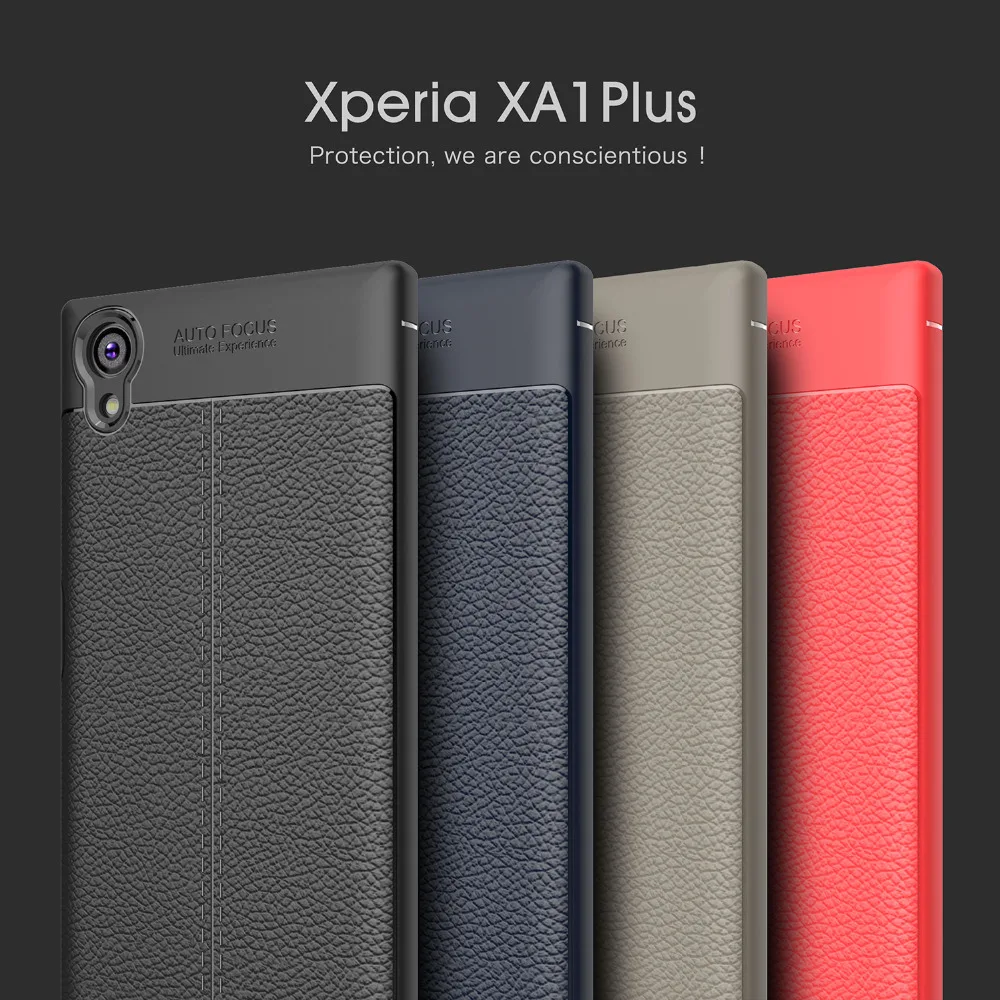 

For Sony Xperia XA1 Plus Case Leather Texture Silicone Soft TPU Back Cover Case For Sony Xperia XA1 Plus Phone Bag XA1