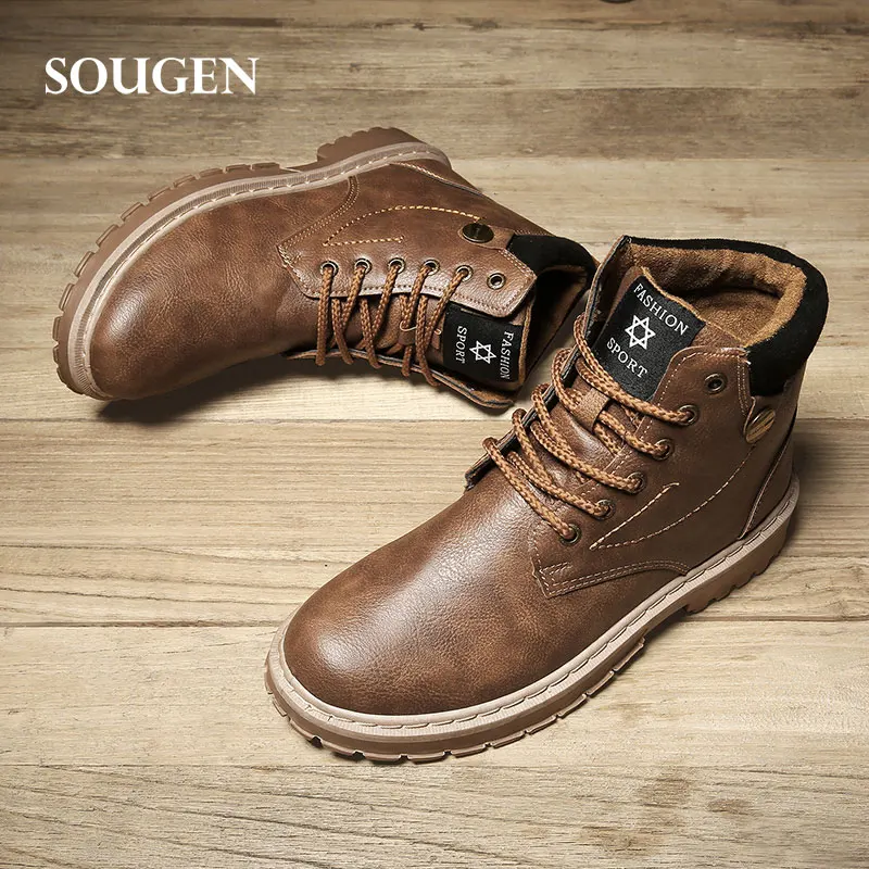 

Martins Boots Male Boots Adult Winter Men Casual Sport Pulsh Shoes Mens Boot with Fur Puls Big Size Outdoor Bot High Top Martin