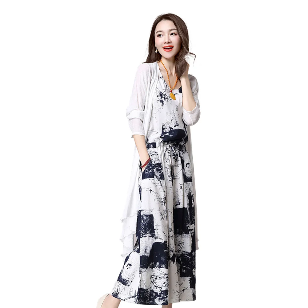 sleeveless dress with cardigan