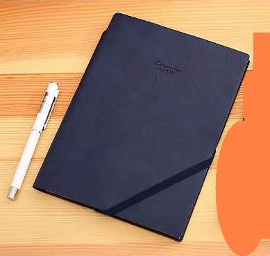 Deli 22215 записная книжка из искусственной кожи A5 205x143 мм 96 листов ручка для записной книжки с зажимом дизайн синий черный логотип на заказ - Цвет: 22215-Blue